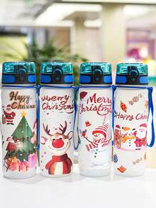 1pc 800ml/27oz Christmas Series Water Bottle, 3D Printing Technology, With Handle Strap For Easy Carrying, Suitable For Sports, Outdoor, Gym, Cycling, Camping, Great Christmas Gift - Multicolor - View 6