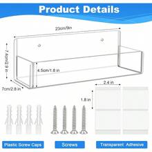 WSXC Acrylic Spice Rack Wall Mount-9 Inch Clear Spice Shelf Storage Holder 2 Pack Hanging Seasoning Rack Organizer For Cabinet Door Cupboard Or Wall Kitchen Adhesive Or Screw - 清除 - 查看 3