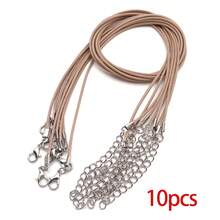 10/50pcs Leather Necklace Cord With Clasps, Rope Necklace String, Necklace Cords For Pendants, Necklace Chains For Jewelry Making Supplies, 1.5mm Waxed Necklace Bracelet Cord