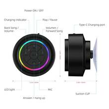 IPX7 Waterproof Bluetooth Speaker, Bathroom Speaker With Built-In Microphone, Voice Assistant Control, Hands-Free Calling, TWS Playback, 5W High Power Portable Speaker, 1200mAh Rechargeable Battery, Suction Cup, RGB Lighting, Type-C Charging, Suitable For Bathroom, Bathtub, Outdoor, Swimming, Gifts - Black - View 6