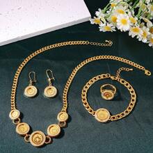 24K Gold Plated Turkish Fashion Jewelry Set, Arabic Bridal Necklace, Bracelet, Earrings, Ring For Middle Eastern Nigerian Women Wedding Party - 4pcs Jewelry Set - View 54
