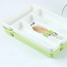XZGB Kitchen Tools Drawer Organizer Tray Spoon Forks Cutlery Separation Finishing Rack Storage Box 27*17.6*3.5cm White - BlackWhite - View 6