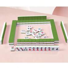 一套传统迷你中国麻将游戏套装，144张牌，尺寸2厘米/2.4厘米，旅行麻将，互动游戏，派对游戏，节日游戏，创意小礼物，旅行游戏，生日派对用品，生日礼物 - 彩色 - 查看 16