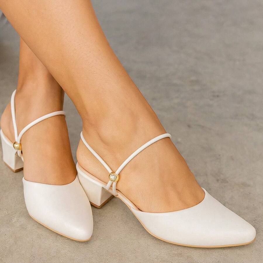 Women's 2 In 1 Social Mule Women's Pumps Low Medium Heel Comfort 050 - 白色 - 查看 1