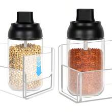 WSXC Acrylic Spice Rack Wall Mount-9 Inch Clear Spice Shelf Storage Holder 2 Pack Hanging Seasoning Rack Organizer For Cabinet Door Cupboard Or Wall Kitchen Adhesive Or Screw - 清除 - 查看 4