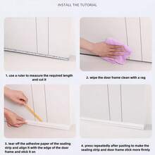 5 Pcs [1 Meter/39inches] Punch-Free Self-Adhesive Door Bottom Sealing Strip Upgraded Thickened Rubber Dust Strip, Effectively Isolates Light Transmission/Dust/Noise/Water Stains, Can Be Used In Bathrooms, Bedrooms, Kitchens, Basements, Etc., Can Be Cut To The Required Length, And Consumption-Reducing Household Artifact - Multicolor - View 11