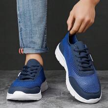 New Slip-On Men's Shoes, Breathable Lightweight Casual Sneakers - Blue - View 3