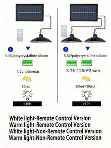 1个户外太阳能露营灯（双头/单头可选） - 无线可拆卸户外太阳能灯，太阳能户外花园壁灯，冷白光/暖光3种模式，内置18650高容量电池 - 黑色 - 查看 8