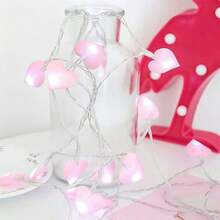 1pc 10/20/40/80 LED 1.5m/3m/6m/10m Fabric Heart Shaped String Lights, Suitable For Valentine's Day, Proposal, Wedding Decoration, Room, Bedroom, Living Room, Party, Holiday Decoration, Birthday, Gift Decoration [No Battery Included] - Fabric Heart - View 8