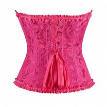 Nuevo estilo de prenda de compresión con diseño jacquard estilo imperial, con tirantes con ballenas y copas con forma de taza para dar forma al Body, un sujetador reductor abdominal de compresión - Rosa Fucsia - Ver 7