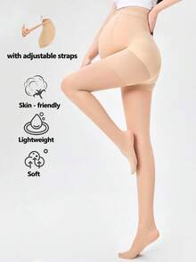 1 buc. colanți bej pentru maternitate, ușori, moi, simpli, respirabili - cu talie elastică reglabilă pentru femei însărcinate - Multicolor - Vizualizare 10