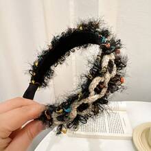 Bandeau tricoté en peluche coloré style coréen, accessoire de cheveux haut de gamme à large bord, et doux. Bandeau, diadème, serre-tête - D-4826 - Voir 6