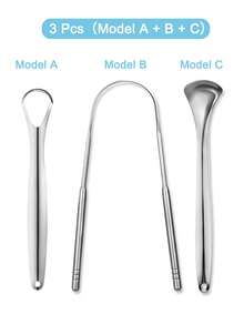 Stainless Steel Tongue Scraper 3 Models Rust-Resistant Durable,Tongue Cleaner Effective Bad Breath Removal Tongue Coating Cleaning, Portable Travel-Friendly For Adults Kids Daily Use, Family Oral Care Oral Hygiene - 銀色 - 查看 10