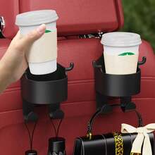 1pc Multifunctional Car Hook Mounted Cup Holder, Storage Box, Mobile Phone Holder, Beverage Holder, Car Organizer - Black - View 8