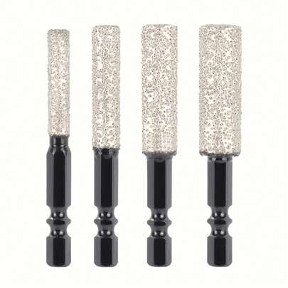 4件套 6/8/10/12mm 六角柄干湿两用金刚石钻头，集钻孔和抛光功能于一体，适用于瓷砖、大理石、板岩及其他陶瓷材料