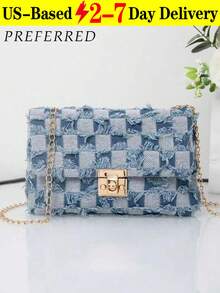 Women's Quilted Crossbody Bag, Stylish Shoulder Bag, Handbag, With Chain Shoulder Strap, Distressed Denim Crossbody Bag, Button Quilted Handbag, Women's Western-Style Wallet, Fashionable And Versatile, Suitable For Commuting, Shopping, Dates, Holiday Gifts, And Birthday Gifts. - 彩色 - 查看 13