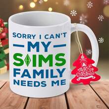 Sorry I Can't Come My Sims Family Needs Me Ceramic Coffee Cup - Sims Themed Gift Suitable For Father, Christmas, Birthday And Holidays Reusable Drink Container With Iconic Sims Design Hand Wash Only Exclusive For Sims Fans - 黑色 - 查看 1