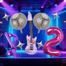 9 quả bóng bay trang trí hình nhóm nhạc nữ Idol Hunter, gồm ngôi sao 5 inch, quả cầu Disco, nốt nhạc, đàn guitar, số màu hồng cánh sen, thích hợp trang trí buổi hòa nhạc, tiệc sinh nhật, tiệc chào đón em bé, trang trí nhóm nhạc thần tượng, đạo cụ chụp ảnh, trang trí bóng bay, quà tặng bất ngờ cho con trai/con gái - Màu Hồng Tươi - Xem 3