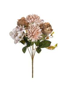1/80 pièces Hortensia en soie artificielle de 30 cm, pivoine, rose, chrysanthème boule, fleurs artificielles, bouquet de fleurs artificielles pour DIY, mariage, fête, maison, salon, cuisine, jardin, hôtel, bureau, couronne de DIY, cadeau, centre de table, décoration d'anniversaire, intérieur, extérieur, fleurs en plastique factices en vrac pour décoration de vase, décoration de ferme, décoration de mariage bohème - Couleur café - Voir 4