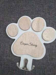 1pc Customizable Wooden Dog Leash Hook, Can Be Engraved, Personalized Dog Collar Hanger, Adjustable Angle Metal Hook, 16*16cm, Paw Print Design, Ideal For Dog Lovers, Pet Home Decor, Housewarming Gift, Wall Decor, Dog Accessory Organizer - Multicolor - View 7