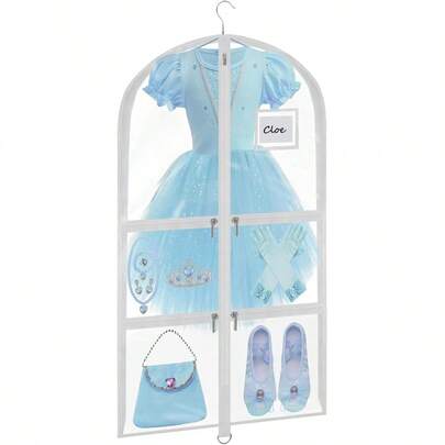 WSXC Garment Bags For Dance Costumes - 40 Inch Clear PVC With 5 Zipper Pockets White - Dance Garment Bag For Dancers Hanging Clothes Storage Competitions And Travel