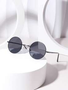 1 Pair Men's Retro Stylish Gold-Rimmed Round Glasses, Fashion Accessory - Multicolor - View 4