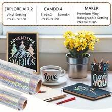 WRAPXPERT Holographic Silver Permanent Vinyl For , 12\ X5ft Glitter Vinyl Sparkle Silver Permanent, Easy To Peel & Transfer Glitter Adhesive Roll For , Crafts,12inchx5ft,GlitterSliver - 閃光銀 - 查看 8