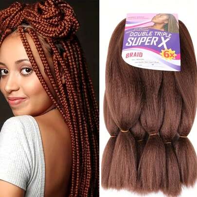 Extensiones de cabello trenzado pre-estirado de textura suave Yaki, de 24 pulgadas - 6 piezas, cabello sintético profesional de ganchillo para todas las mujeres