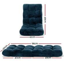 Artiss Floor Lounge Sofa Bed Flannel Fabric Navy - Blue - View 2