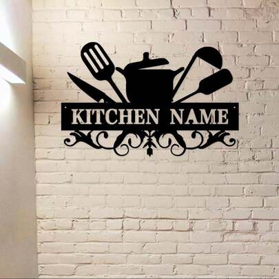 Custom Personalized Kitchen Wall Decor Metal Sign, Rustic Kitchen Tool Wall Art For Farmhouse Home, Gift For Housewarming And Chef