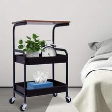 Heavy-Duty Multi-Color Tabletop Cart - Rolling Storage Organizer For Kitchen/Office/Home - màu đen - Xem 4