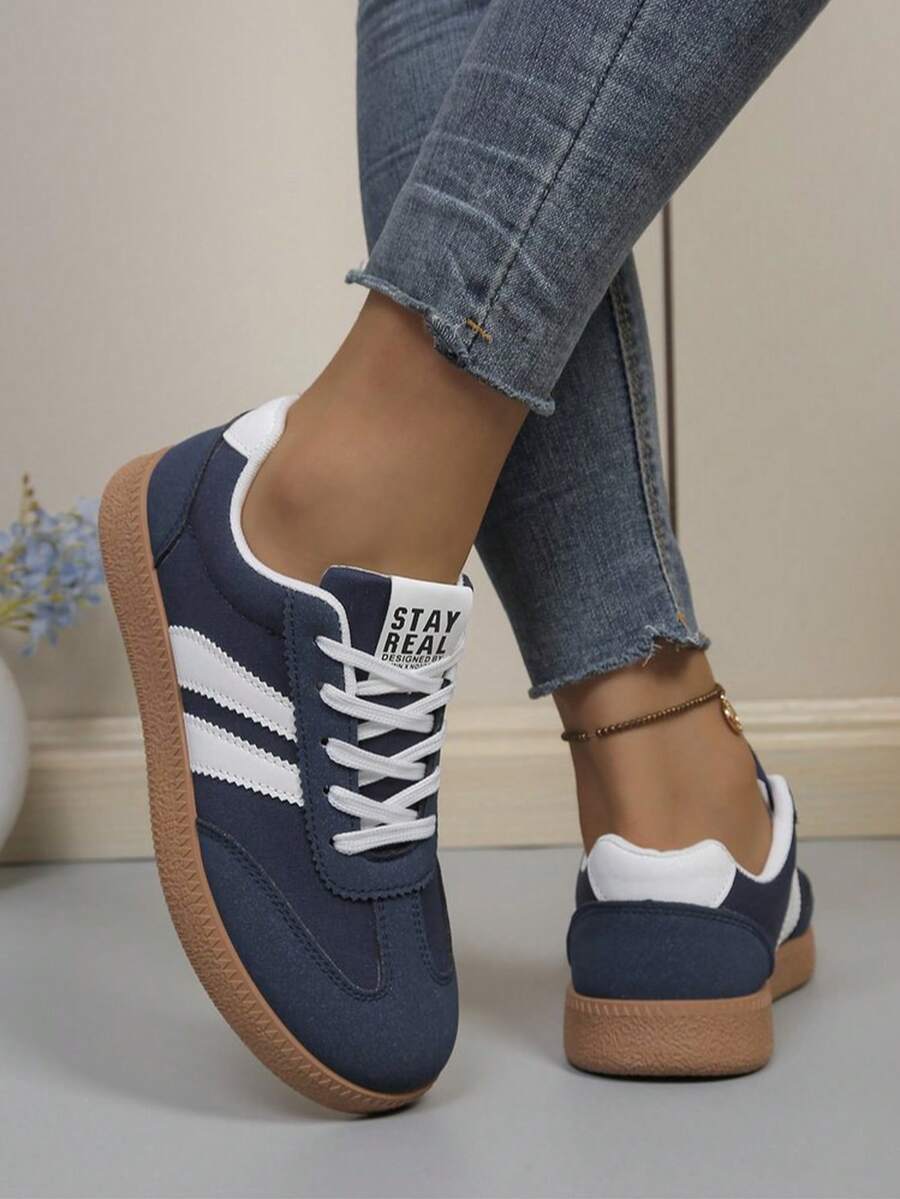 New Women Shoes, Fashion Sneakers, Student Shoes, Couple Shoes, Retro Casual Shoes, Lace-Up Shoes, Versatile Outdoor Casual Shoes, All Season Women Shoes - Blue - View 1