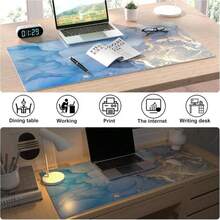 Colorful Star Waterproof Blue Marble Desk Pad, Leather Large Keyboard Desk Mat And Gaming Mouse Pads For Office, Desk Décor Non-Slip Blotter Writing Pad, Desk Accessories For Women Men 31.5"X15.7" - ColorB - 查看 7
