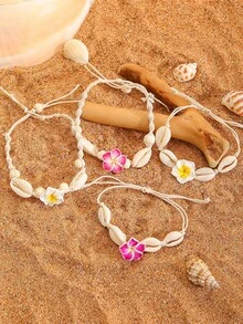 Lắc chân hoa vỏ sò phong cách Bohemian thủ công, thời trang thanh lịch đa năng thường ngày, thích hợp đi biển, du lịch, tiệc tùng, quà tặng cho bạn bè - Nhiều màu - Xem 2