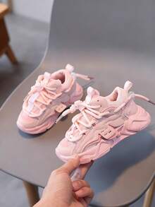 Los niños de doble malla zapatos deportivos femeninos un pie estribo zapatos casuales niños fondo suave zapatos individuales marea pops zapatos - Rosa - Ver 1