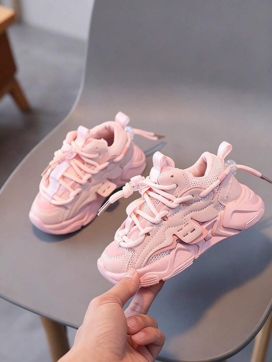 Los niños de doble malla zapatos deportivos femeninos un pie estribo zapatos casuales niños fondo suave zapatos individuales marea pops zapatos - Rosa - Ver 1