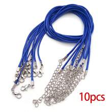 10/50pcs Leather Necklace Cord With Clasps, Rope Necklace String, Necklace Cords For Pendants, Necklace Chains For Jewelry Making Supplies, 1.5mm Waxed Necklace Bracelet Cord