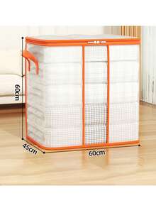 1pc Transparent Mesh Quilt Storage Bag, Large Capacity Transparent Quilt Storage Bag, Reinforced Handles, Suitable For Clothes, Bedding, Moving, And Cargo Storage; Waterproof Material; Beautifies Wardrobe; Large Capacity Foldable Household Packing Bag; Clothes Storage, Bedroom Essentials, Travel Essentials Garment Bag Waterproof Bag Storage Bags Clothes Organizer Clothes Bag Packing Cubes Travel Organizer