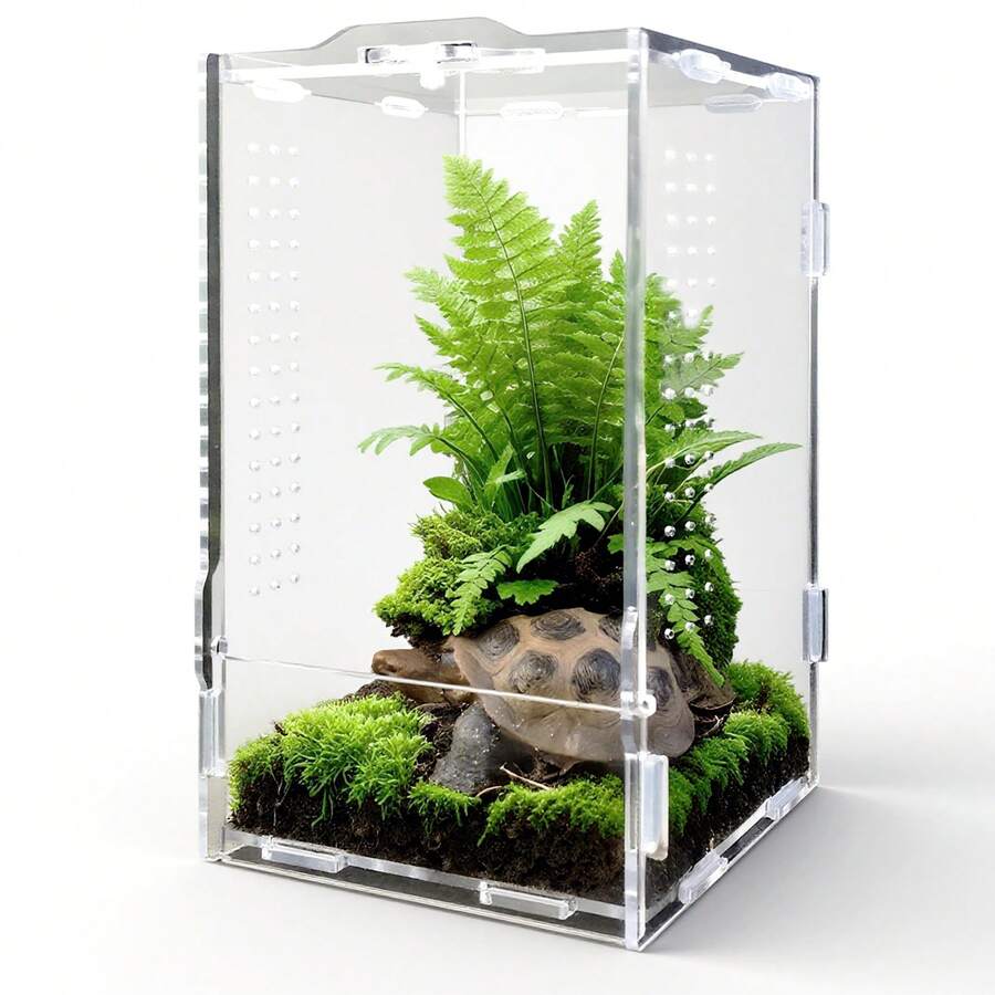 360° Transparent Acrylic Jumping Spider Enclosure Breeding Box Spliced Reptiles Geckos Insect Ventilated Terrarium