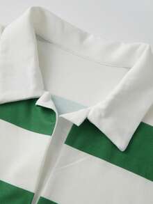 Women Striped Oversized T-Shirts Casual Loose Lapel V Neck Long Sleeve Tops  Fall Streetwear - màu xanh lá - Xem 8