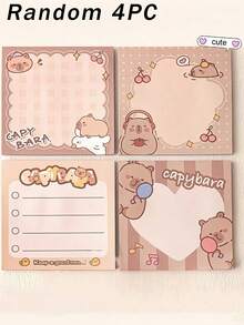 4pcs Cute Cartoon Memo Pads | Suitable For Diary And Notes, High Quality Capybara Paper Memo Pads, Ideal As Rewards For Elementary Students, Adorable Stationery, Tear-Off Sticky Note Pads - Multicolor - View 9