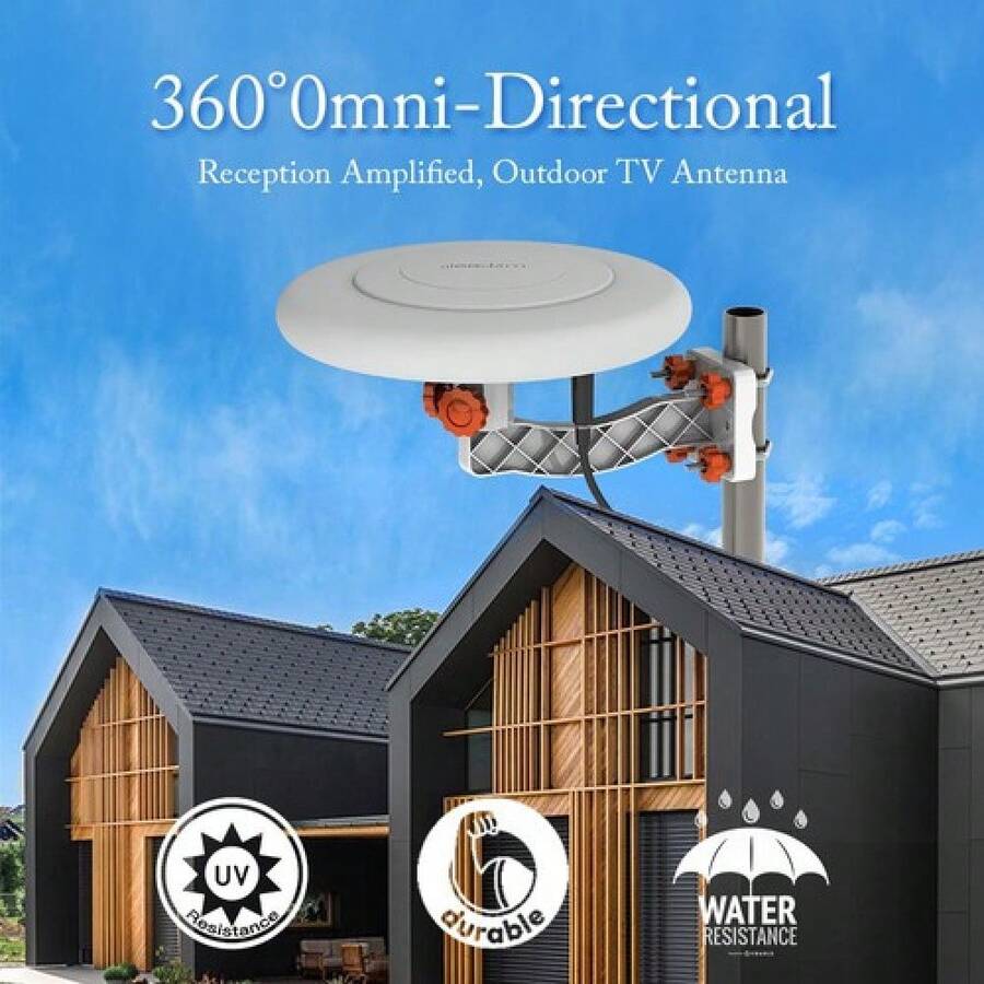 360° Omni-Directional Outdoor TV Antenna RV Marine Gain Booster Digital UHF VHF - 1 - View 1