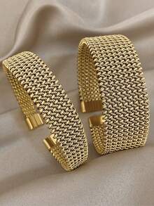 Bộ vòng tay bằng thép không gỉ mạ vàng 18K sang trọng, kiểu dáng bện, dành cho nữ, trang sức tối giản thanh lịch, quà tặng cho mẹ, Giáng sinh, Lễ Tạ ơn, Halloween, trang sức mùa đông, đám cưới, tiệc tùng/dạ hội/tụ họp/phụ kiện hàng ngày, kỷ niệm, Ngày Valentine, trang sức phong cách Boho, sinh nhật, quà tặng cho phù dâu. - Nhiều màu - Xem 1
