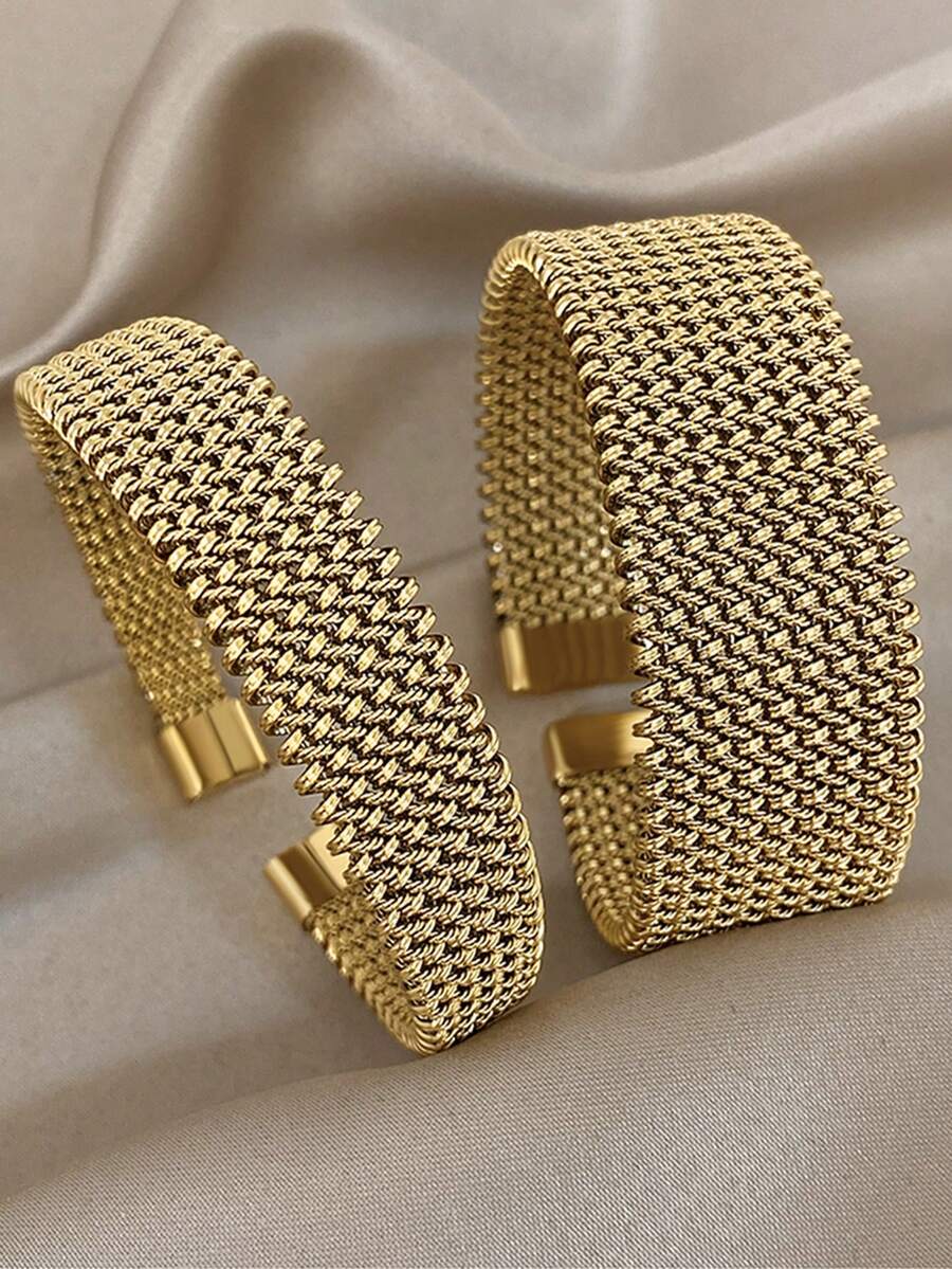 Bộ vòng tay bằng thép không gỉ mạ vàng 18K sang trọng, kiểu dáng bện, dành cho nữ, trang sức tối giản thanh lịch, quà tặng cho mẹ, Giáng sinh, Lễ Tạ ơn, Halloween, trang sức mùa đông, đám cưới, tiệc tùng/dạ hội/tụ họp/phụ kiện hàng ngày, kỷ niệm, Ngày Valentine, trang sức phong cách Boho, sinh nhật, quà tặng cho phù dâu. - Nhiều màu - Xem 1