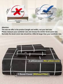 3pcs Checkerboard Pattern Duvet Cover Set (1 Duvet Cover And 2 Pillow Shams), Soft And Skin-Friendly, Suitable For All Seasons - Multicolor - View 11