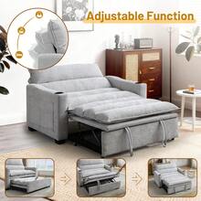 KORSER 3 In 1 Convertible Sleeper Sofa Bed, Pull Out Couch With Side Pockets & Cup Holders, Loveseat Reclining Sofa Bed With Adjustable Backrest For Living Room Bedroom, Chenille - Màu Xám nhạt - Xem 5