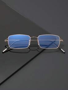 1pc Men's Stainless Steel Screwless Square Non-Prescription Glasses Glasses, Ultra-Light & Flexible, Anti-Radiation For Computer, Phone, TV - Multicolor - View 8