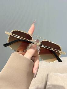 1 par de gafas de moda con marco de metal, accesorio de moda para la playa - Multicolor - Ver 2