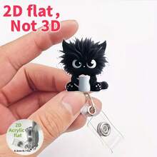 2D 平面可爱猫咪手捧茶杯亚克力证件夹 - 2D 平面设计，PMMA 材质，适用于身份证、医生证明、注册护士证明等。