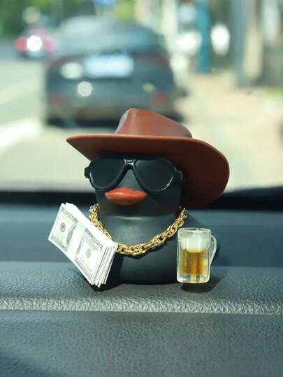 1 pieza Decoración de pato vaquero, Decoración de pato de cerveza genial para autos, Decoración esencial para autos y motocicletas, Adorno de interior de moda, Adorno personalizado, Se puede colocar en cualquier lugar, Viene con cinta adhesiva de doble cara, Pequeño regalo para fiestas, Regalo para amigos y familiares, ¡Agrega al carrito ahora!